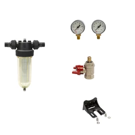 Cintropur NW 25 vízszűrő nyomásmérő órával, leeresztő csappal és falikonzollal. 