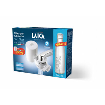 LAICA Genova HYDROSMART rendszerű csapra szerelhető mikroplasztik-stop vízszűrő + fém palack 0,5 l